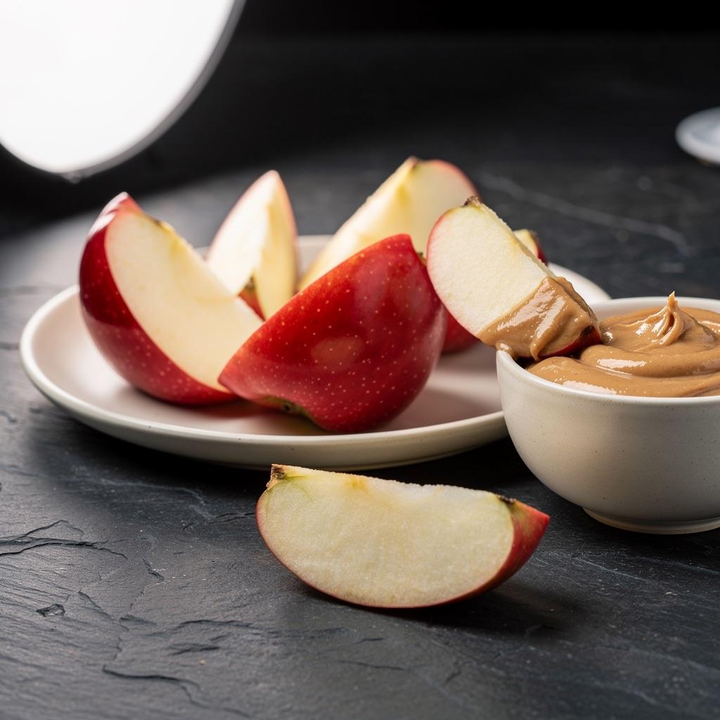 Apfel mit Erdnussbutter