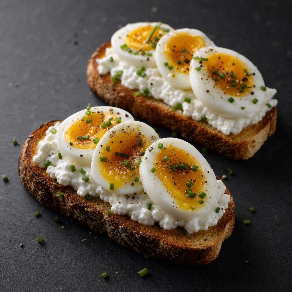 Hüttenkäse-Toast mit Ei