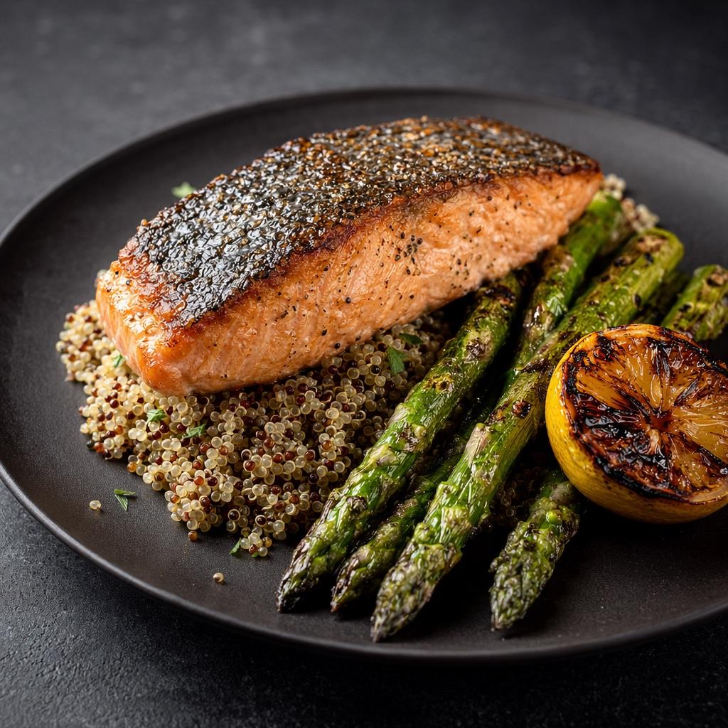 Lachs mit Quinoa & Spargel