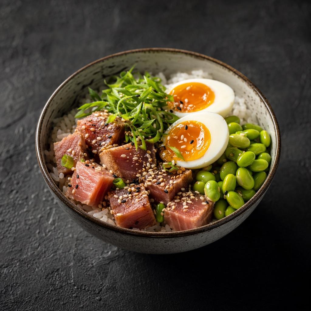 Thunfisch-Reis-Bowl mit Ei